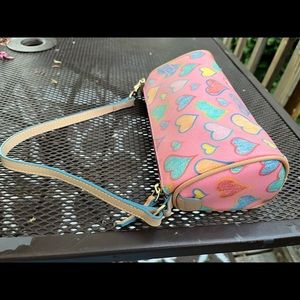 Dooney wristlet hearts design coated cotton